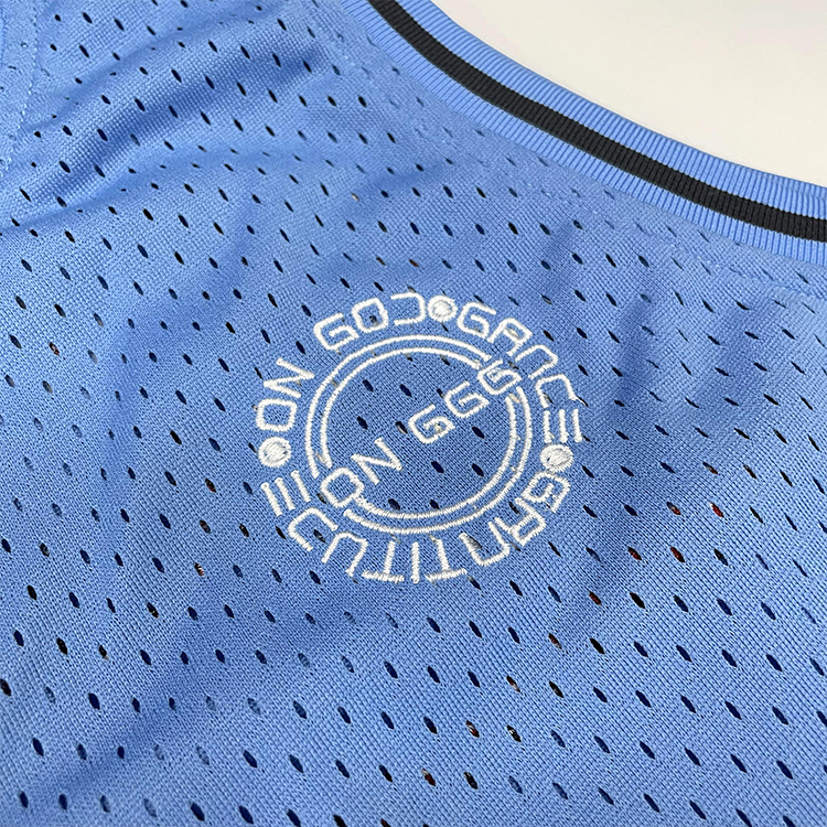 Custom Embroidery Blue Design Basketball Jersey