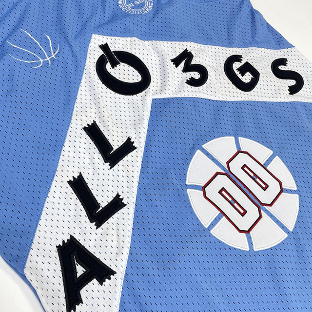 Custom Embroidery Blue Design Basketball Jersey