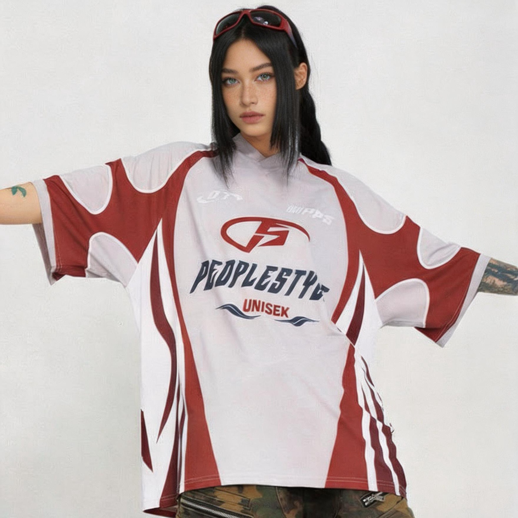 Unisex Color Block Racing Jersey Lightweight Breathable Fabric Graphic Spliced Short Sleeve Street Top Jersey