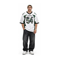 Hip Hop Camo Panel Number 54 Print Football Jersey, Men Breathable Mesh Short Sleeve Tee Jersey