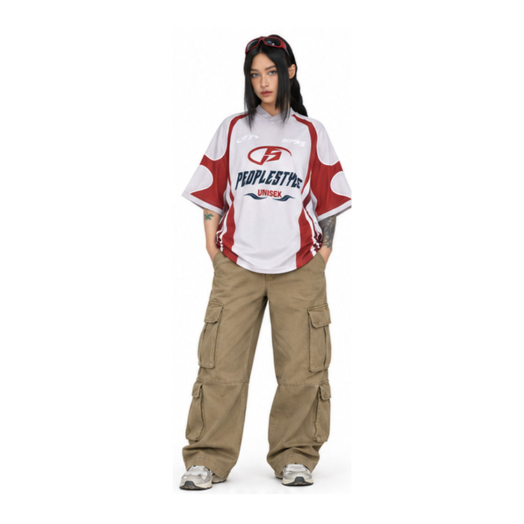 Unisex Color Block Racing Jersey Lightweight Breathable Fabric Graphic Spliced Short Sleeve Street Top Jersey