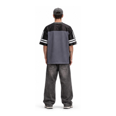 Unisex Oversized Y2K Gothic Mesh Football Jersey, Number 33 Cross Chain Dripping Print V Neck Short Sleeve Streetwear Shirt