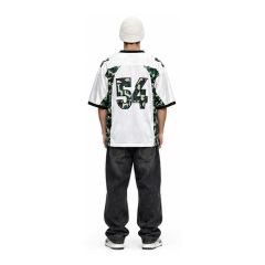 Hip Hop Camo Panel Number 54 Print Football Jersey, Men Breathable Mesh Short Sleeve Tee Jersey