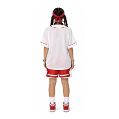 Women Oversized New York Print Mesh Baseball Jersey Open Front Short Sleeve Street Shirt