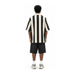 Men Oversized Vertical Striped Polo Jersey Print Streetwear Short Sleeve Shirt Jersey