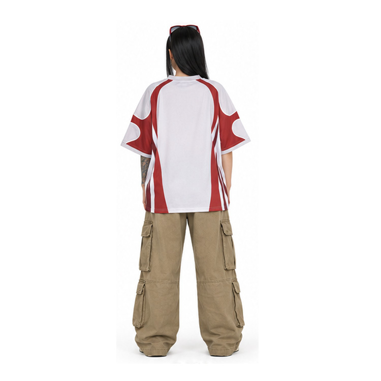 Unisex Color Block Racing Jersey Lightweight Breathable Fabric Graphic Spliced Short Sleeve Street Top Jersey