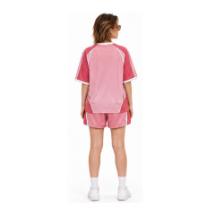 Pink Gradient Spliced Sports Jersey Shorts Set Retro Soccer Jersey Football Uniform