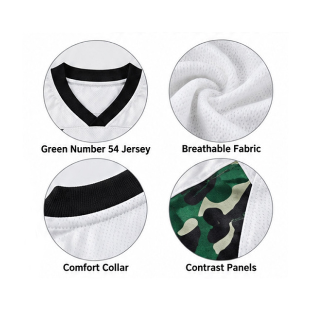 Hip Hop Camo Panel Number 54 Print Football Jersey, Men Breathable Mesh Short Sleeve Tee Jersey