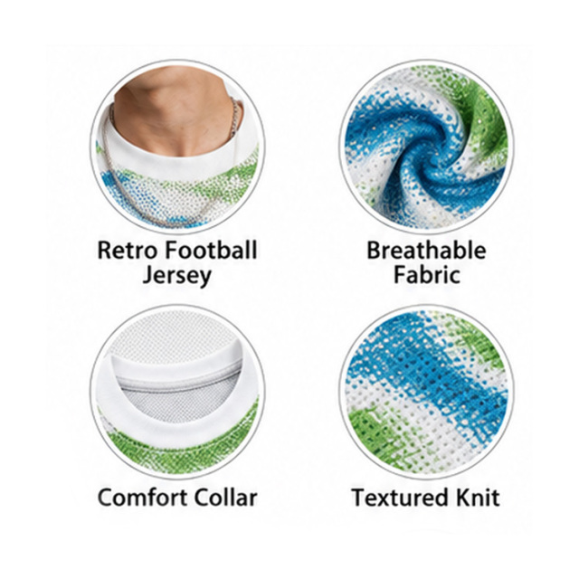 Uzbek Football Jersey, Retro Gradient Pattern Short Sleeve Soccer Shirt