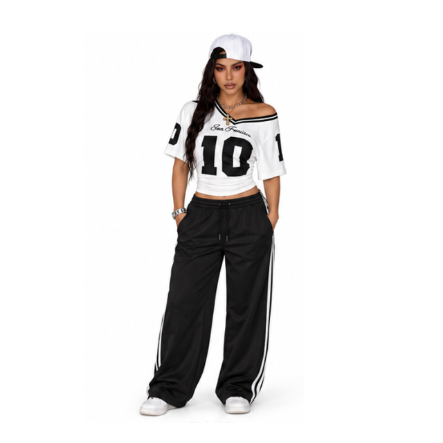 Y2K Women White Off-the-Shoulder Cropped Soccer Jersey San Francisco Number 10 Graphic Street Top