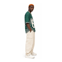 Unisex Vintage Green Paisley Bandana Print Football Jersey Oversized Short Sleeve Streetwear T Shirt