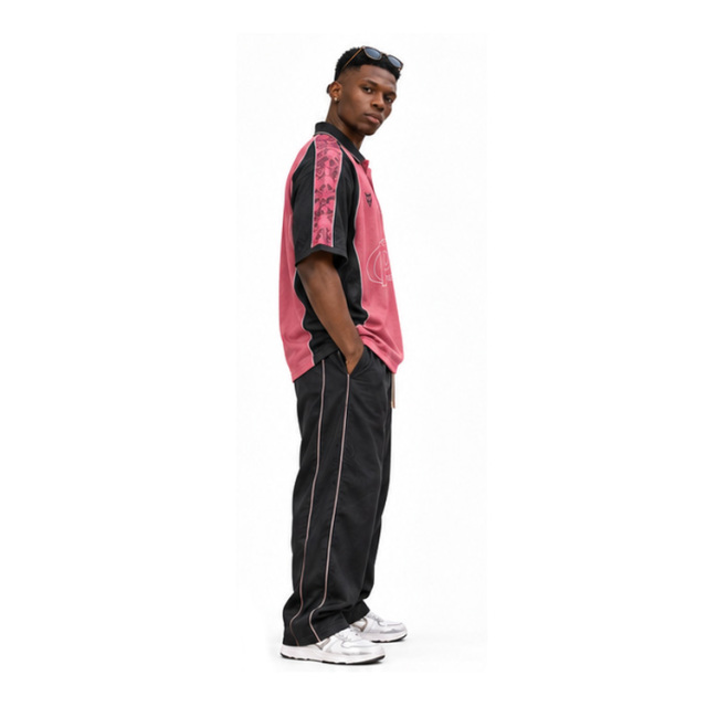 Unisex Retro Color Block Football Polo Shirt Couple Matching Street Jersey