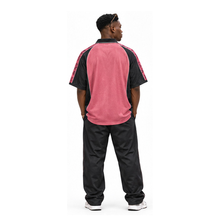 Unisex Retro Color Block Football Polo Shirt Couple Matching Street Jersey