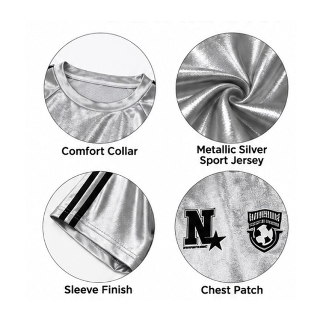 Women Y2K Silver Shiny Satin Raglan Sports Jersey Black Stripe Short Sleeve Oversized Streetwear Top