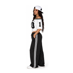 Women's San Francisco 10 Printed Off Shoulder Crop Top Y2K Short Sleeve V Neck Ruched Baseball Jersey Tee