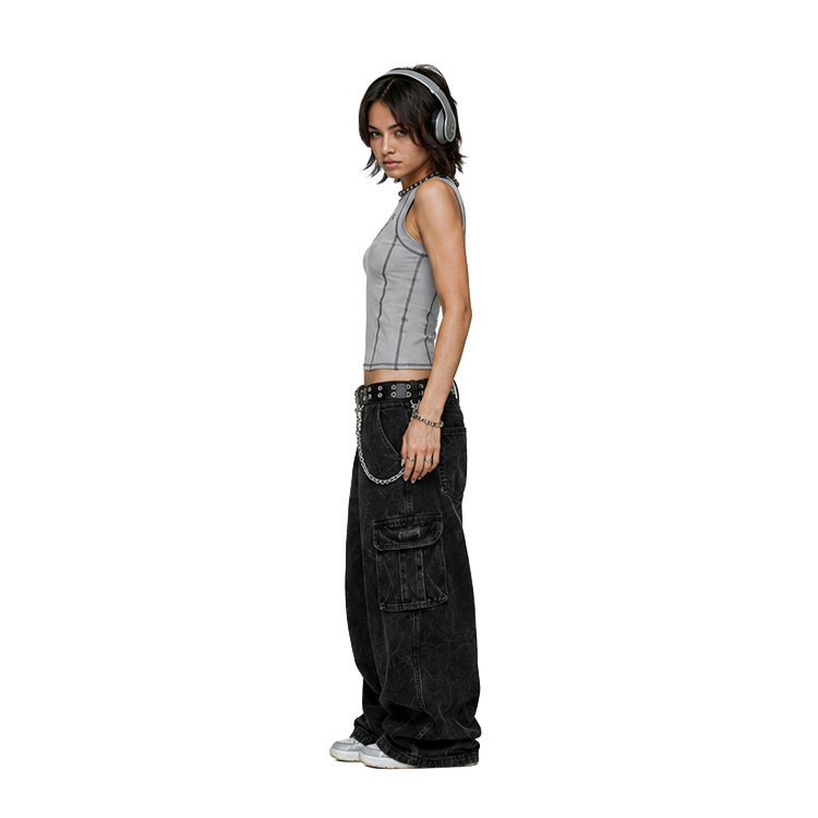 Y2K Women Contrast Stitch Sleeveless Tank Top Metallic Butterfly Graphic Slim Fit Cropped Vest