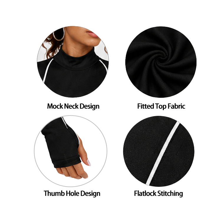 Women High Neck Long Sleeve Bodysuit Contrast White Piping Sport Racing Style One Piece Bodysuit