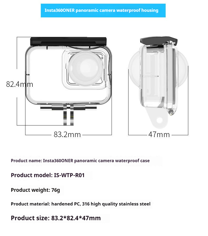 Suitable for Insta360 ONE R camera diving shell waterproof shell panoramic version 40m waterproof shell accessories