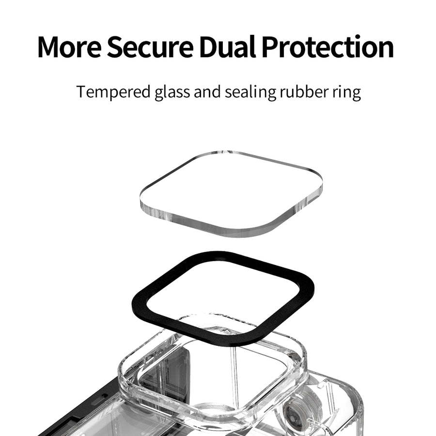 TELESIN 45M Diving Waterproof Case with Lens Filter for GoPro Hero 12/11/10/9