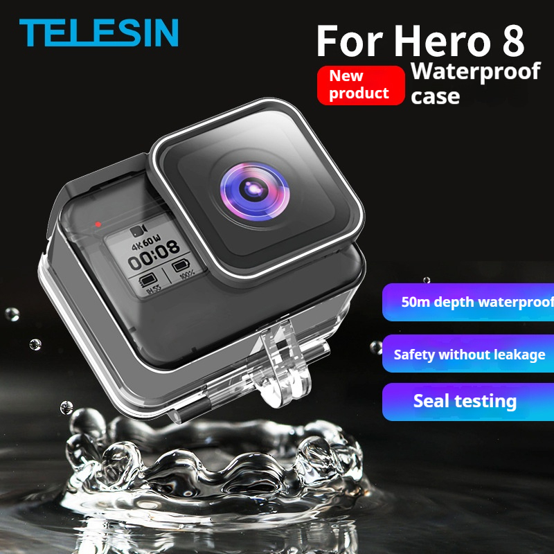 45M Underwater Housing Waterproof Case for GoPro Hero 8 TELESIN