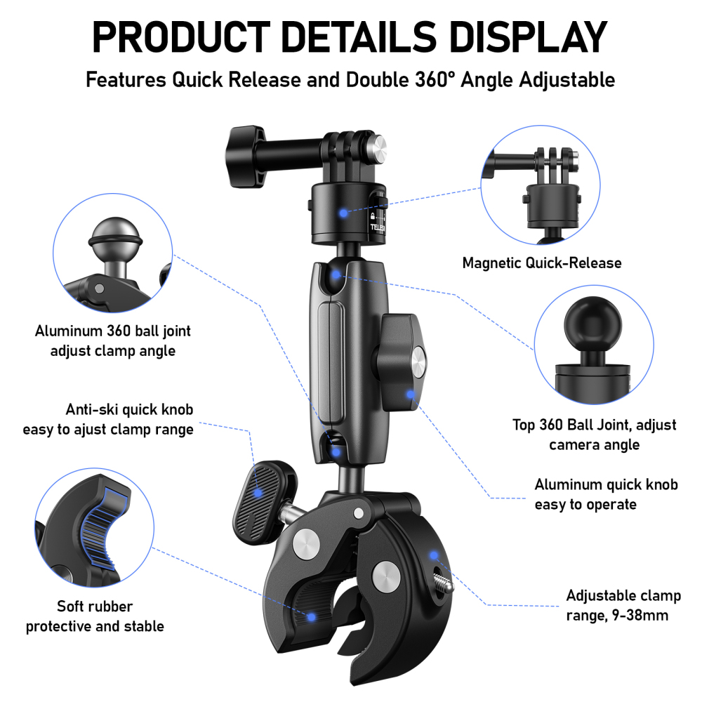 TELESIN Quick Release Universal Clamp Mount