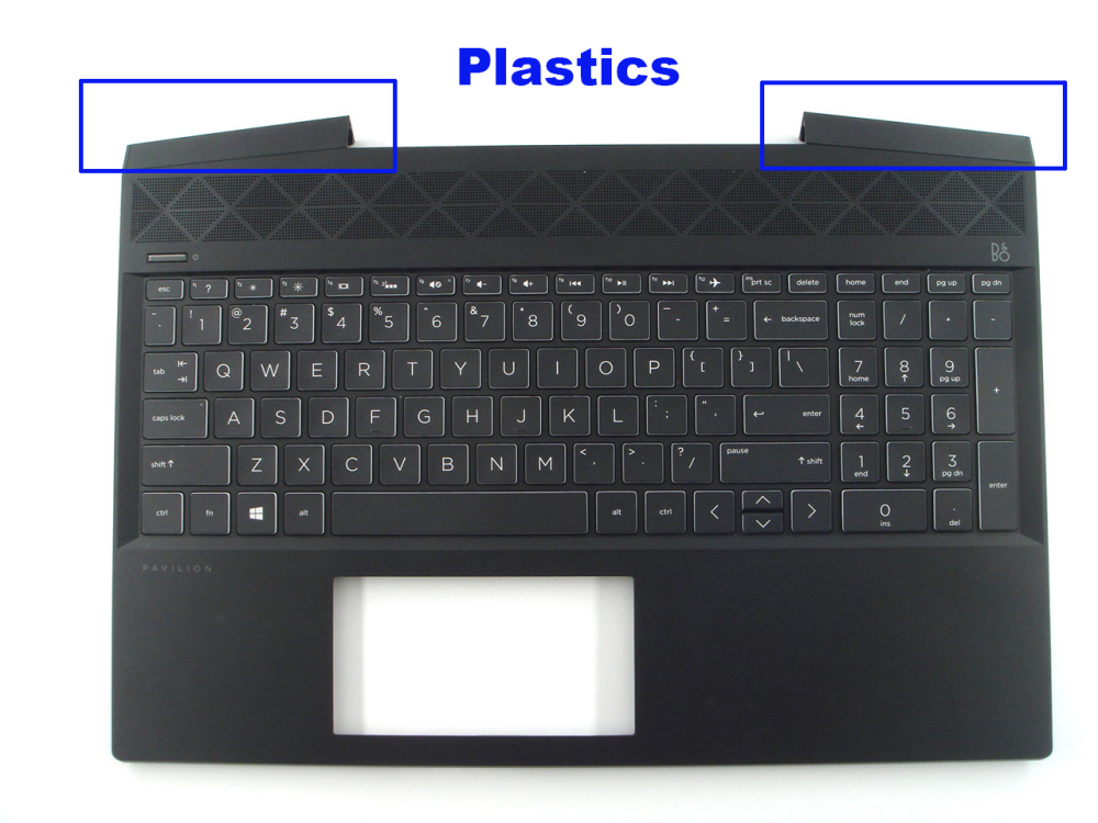 New-Orig HP Pavilion 15-CX 15.6" Palmrest Bezel with US-English Backlit Keyboard White Font L21412-001