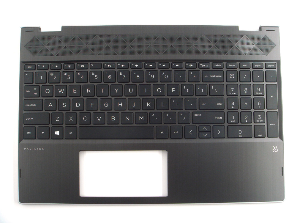 New-Orig HP Pavilion x360 15-CR 15T-CR 15.6" Palmrest Keyboard Bezel with US-English Non-Backlit Keyboard Silver Frame L20848-001