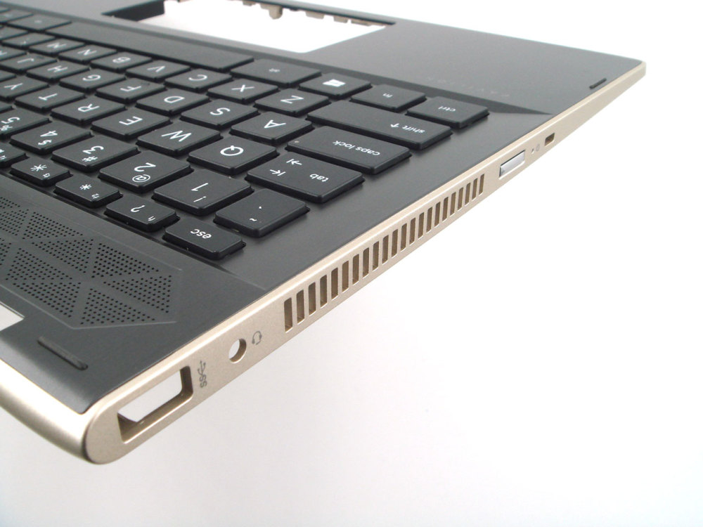 New-Orig HP Pavilion x360 14-CD 14.0" Palmrest Keyboard Bezel with US-English Non-Backlit Gold Border