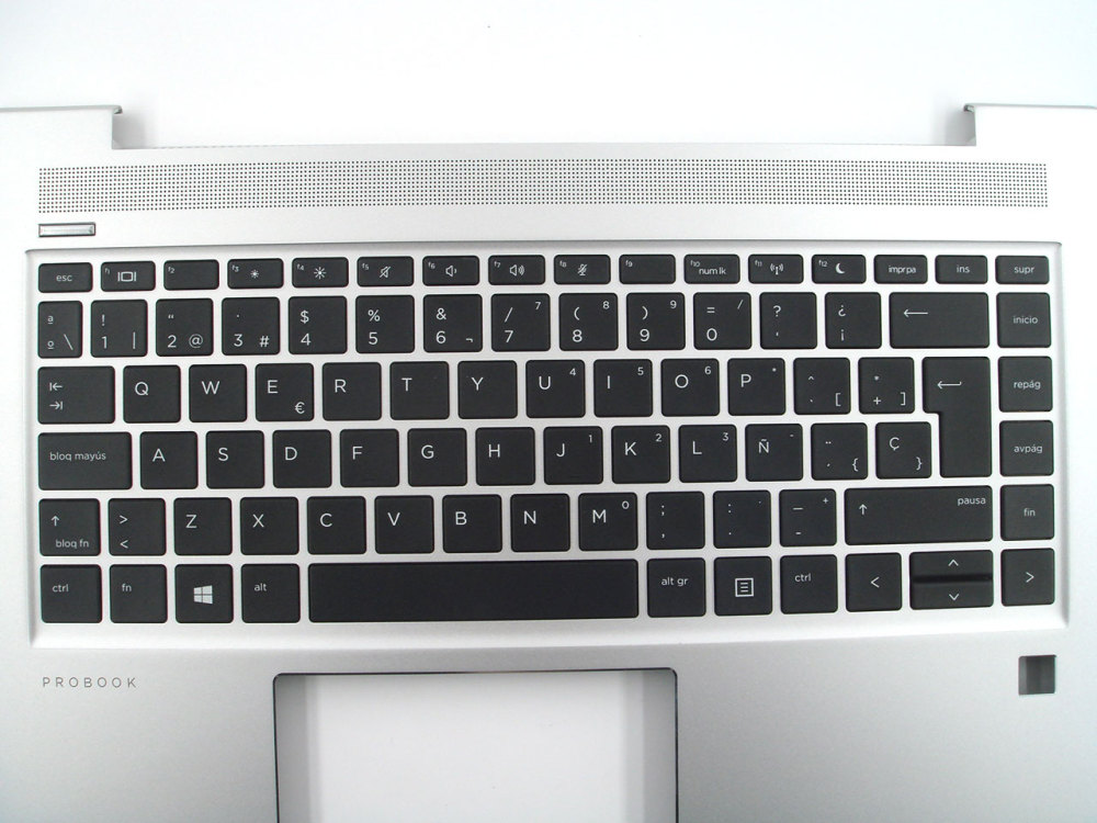 New-Orig HP ProBook 440 445 G6 G7 14.0" Palmrest Keyboard Bezel with Spanish Non-Backlit Keyboard Silver L44589-071