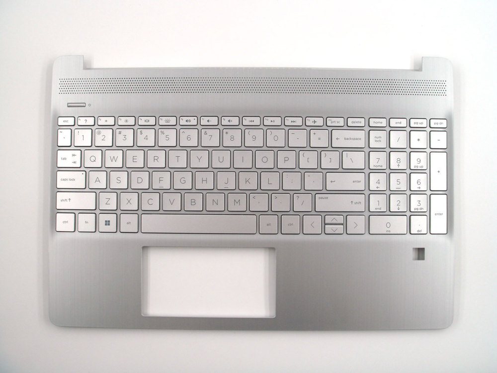 New-Orig HP 15-DY 15-EF 15.6" Palmrest Bezel with US-English Backlit Keyboard with Fingerpriter Hole L63579-001 Silver