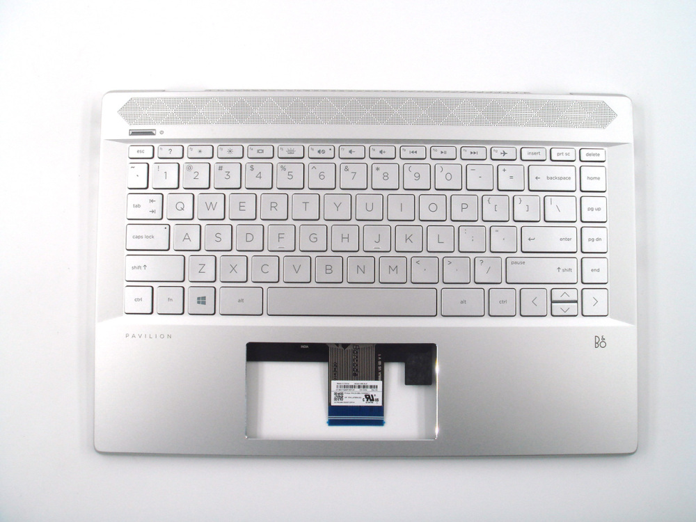 New-Orig HP Pavilion 14-CE 14.0" Palmrest Keyboard Bezel with US-English Backlit Keyboard with Fingerprint Hole Silver L19195-001