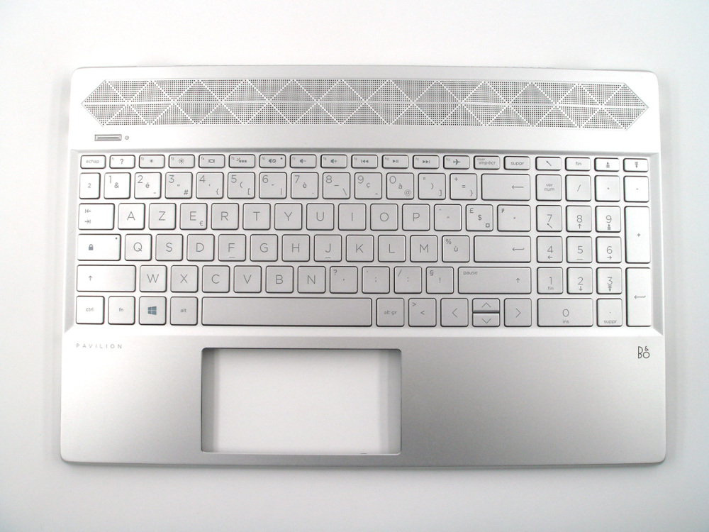 New-Orig HP Pavilion 15-CS 15-CW 15.6" Palmrest Keyboard Bezel with French Backlit Keyboard for UMA Graphics Silver L24752-051