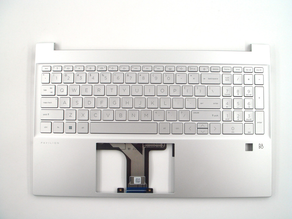 New-Orig HP Pavilion 15-EG 15-EH 15.6" Palmrest Keyboard Bezel with US-English Backlit Keyboard with Finger Hole Silver M08910-001