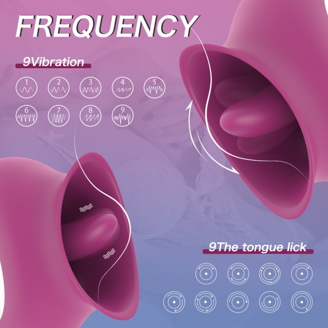 Tongue Vibrator 2 in 1 Licking Vibrating Nipples Clitoral Stimulator with 9 Modes Sex Toy for Women Quick Orgasm