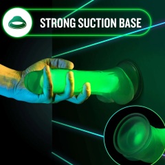 Neon Orange 7.5" Glow in The Dark Silicone Dildo Dual Density Cock with Suction Cup, Sex Toy for Women