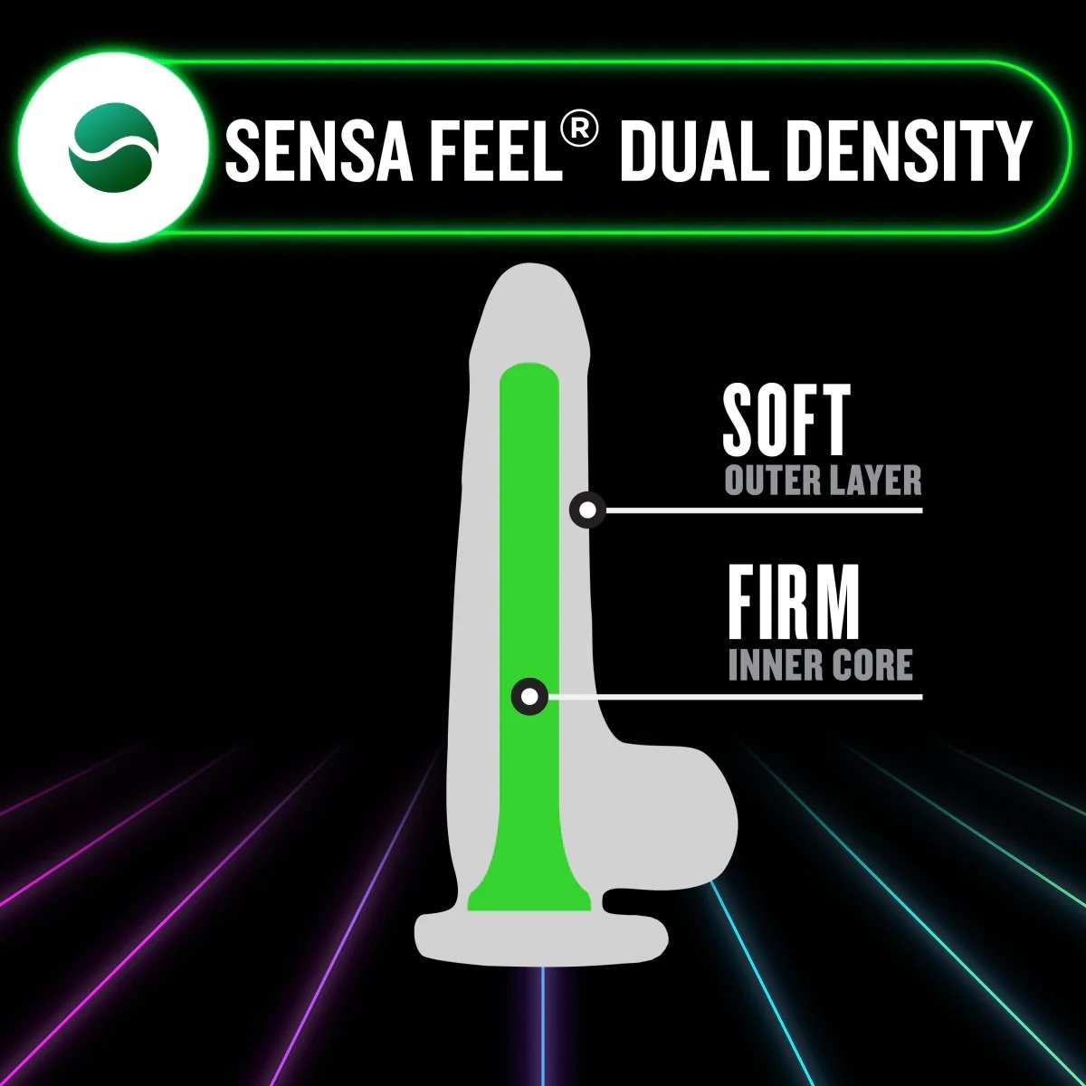 Neon Orange 7.5" Glow in The Dark Silicone Dildo Dual Density Cock with Suction Cup, Sex Toy for Women