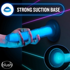 7.5" Glow in The Dark Silicone Dildo Dual Density Cock with Suction Cup, Sex Toy for Women Neon Blue