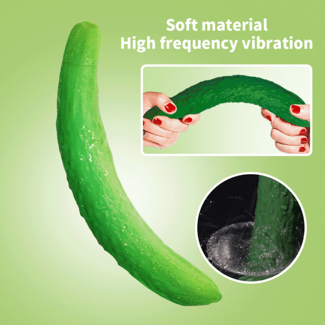 10″ Realistic Vegetable Vibrating Cucumber with 10 Speed Clitoris Stimulation Vibrator USB Rechargeable Waterproof