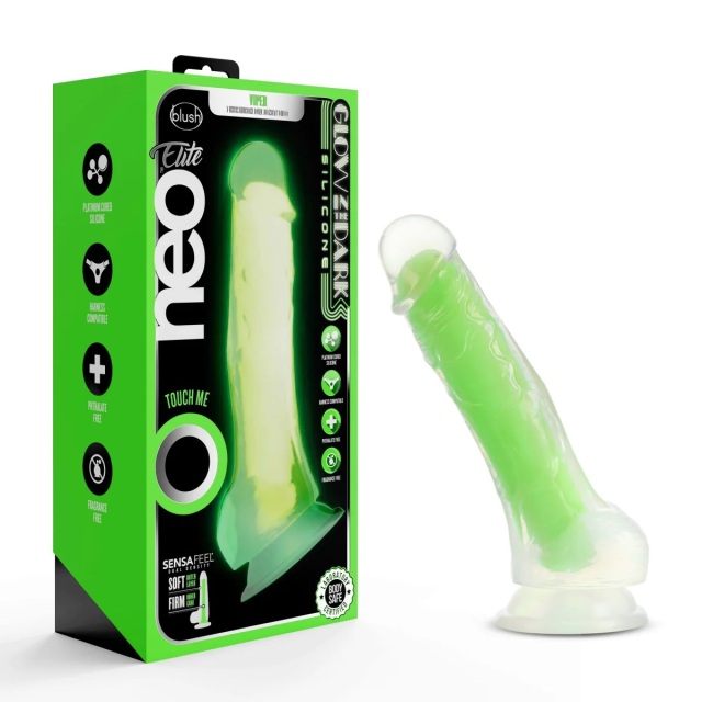 Neon Orange 7.5" Glow in The Dark Silicone Dildo Dual Density Cock with Suction Cup, Sex Toy for Women