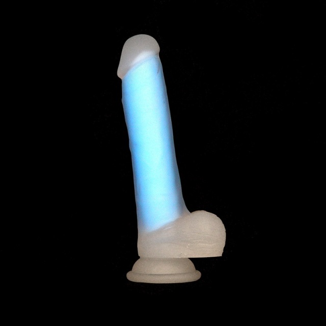 Evolved Luminous Dildo Glow in the Dark with Balls Dual-density Silicone with Strong Suction Cup Base