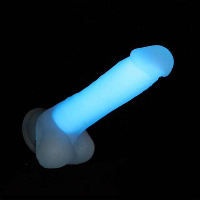 Evolved Luminous Dildo Glow in the Dark with Balls Dual-density Silicone with Strong Suction Cup Base