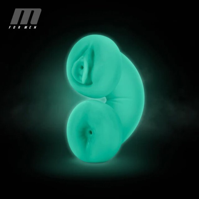 2 in 1 M for Men Soft & Wet Double Trouble Glow in the Dark Realistic Vanilla Pocket Pussy Masturbator / Stroker