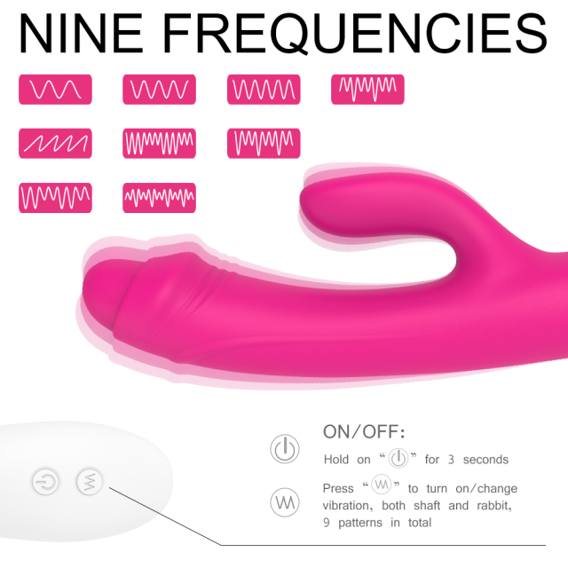 Uncut Foreskin Dildo Dual Vibrator with 9 Speed for Clitoral and G Spot Stimulation Rechargeable Waterproof