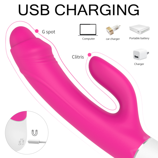 Uncut Foreskin Dildo Dual Vibrator with 9 Speed for Clitoral and G Spot Stimulation Rechargeable Waterproof