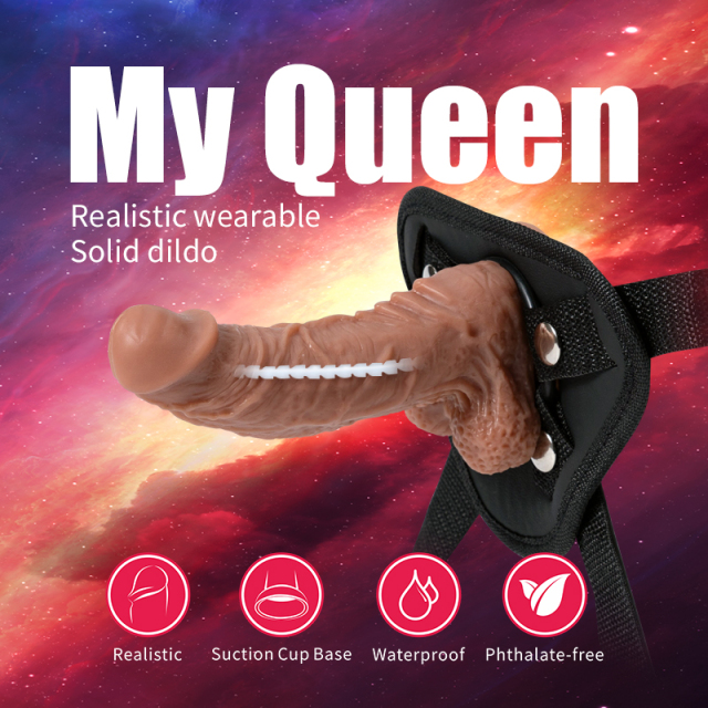7.5 Inch Realistic Artificial Strap-on Solid Dildo with Bone Balls Adjustable Belt Sex Toy For Women Lesbian Couples