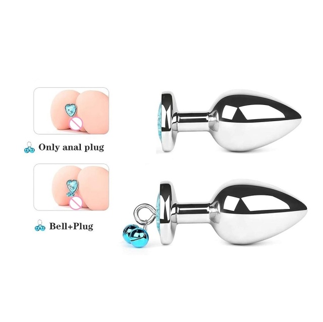 Heart Shape Anal Plug with Jewelry Base Tinkle Bell and Leash Small Medium Large Anal Stimulation Butt Plugs New Design