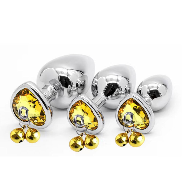 Heart Shape Anal Plug with Jewelry Base Tinkle Bell and Leash Small Medium Large Anal Stimulation Butt Plugs New Design