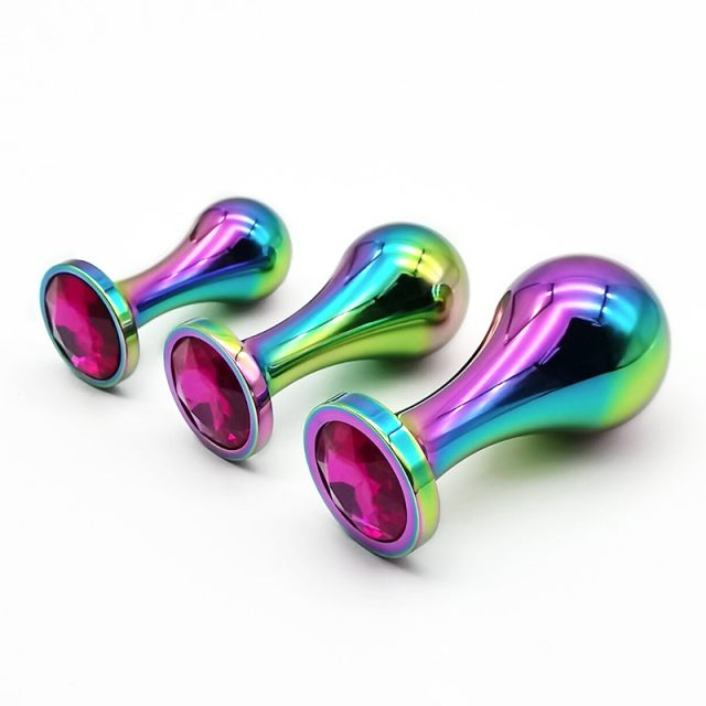 Dazzling Color Stainless Steel Anal Training Sets - 3PCS Trophy Butt Toys Expanding Anal Butt Plug Tool Adult Anal Toys for Men and Women