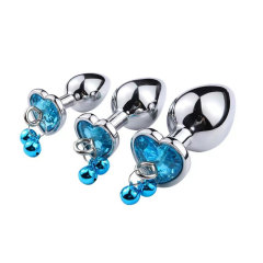Heart Shape Anal Plug with Jewelry Base Tinkle Bell and Leash Small Medium Large Anal Stimulation Butt Plugs New Design