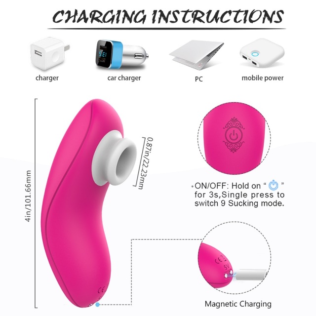 S187 Red Mini Clit Sucking Stimulator Vibrator for Female Masturbation with 9 Suction Settings